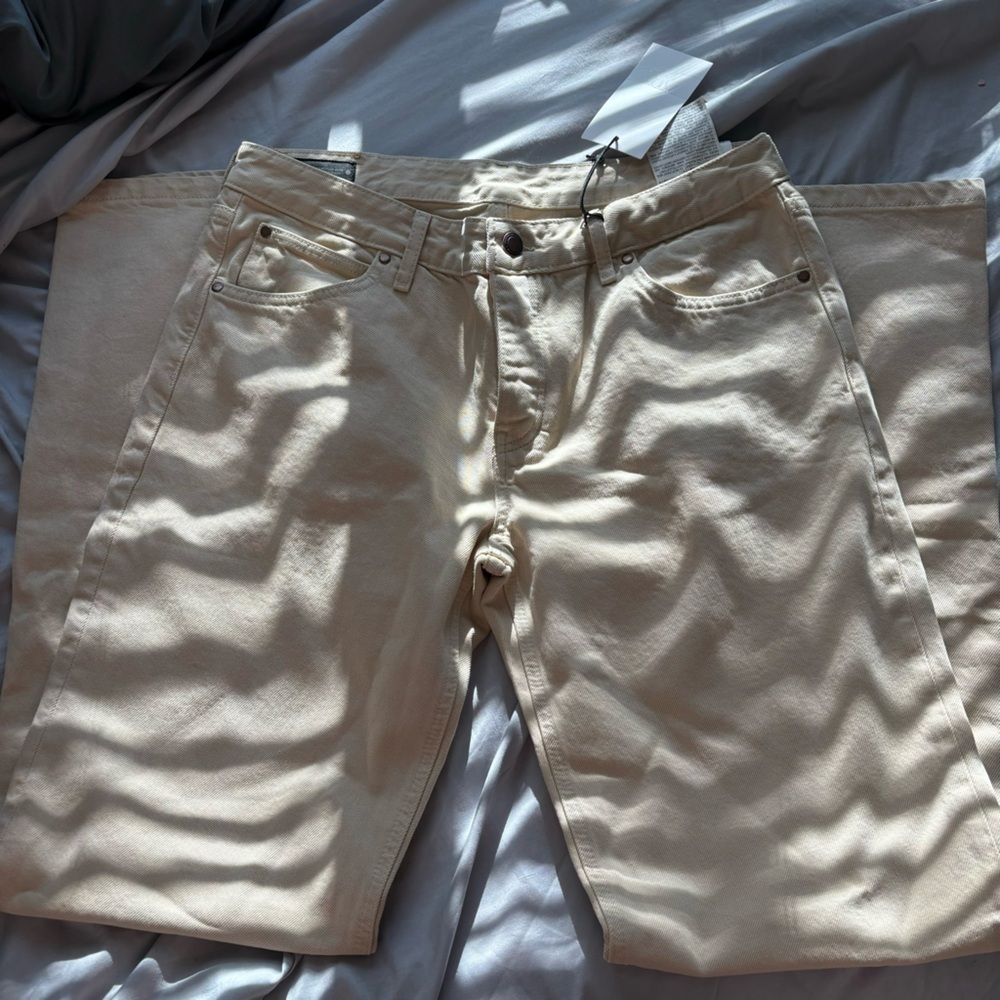 Zara Cream Low Wait Full Length Jeans
